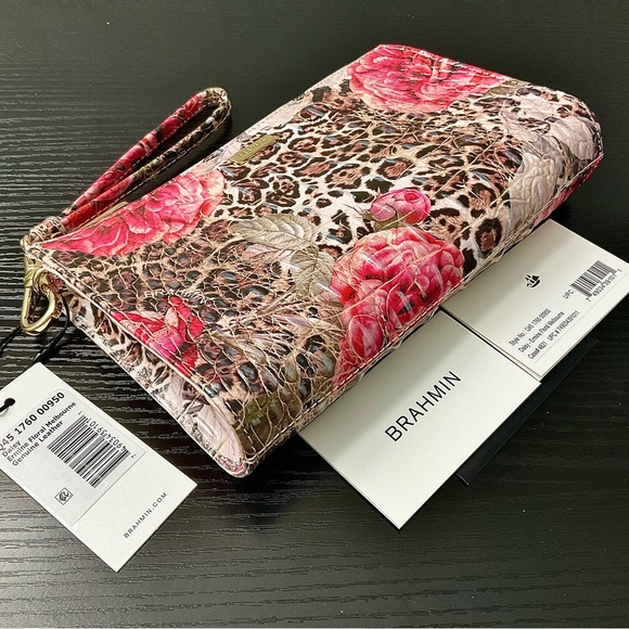 Brahmin ERMINE FLORAL MELBOURNE Daisy Wristlet Clutch Cosmetic Bag NWT - Picture 5 of 7